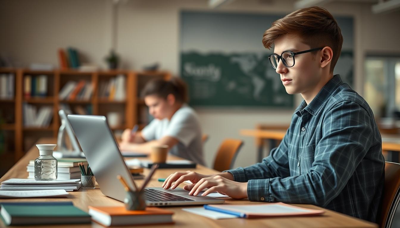 Student preparing for exams with study materials