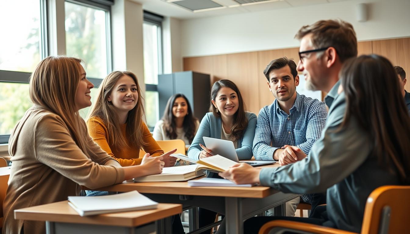 Student using a study guide to organize academic notes